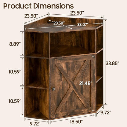 Corner Storage Cabinet, Farmhouse Corner Bookshelf - Image 3