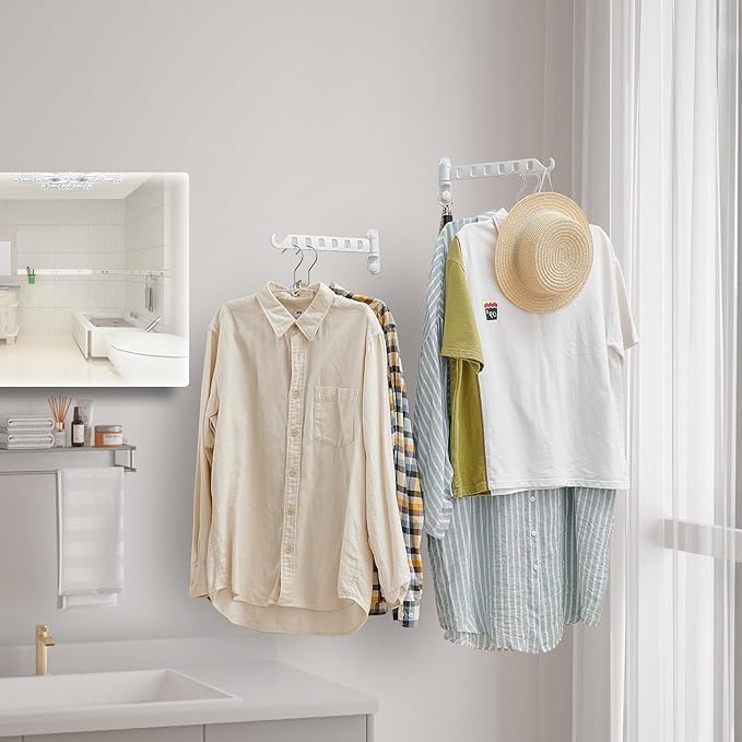 JOOM Laundry Drying Rack Wall Mounted Clothes Drying Rack Clothes Hanger Grey - Image 3