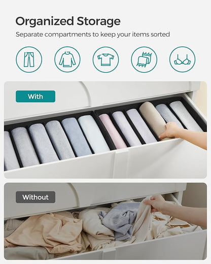 SONGMICS Set of 4 Large Size Wardrobe Clothes Organizers, 6-Compartment - Image 3