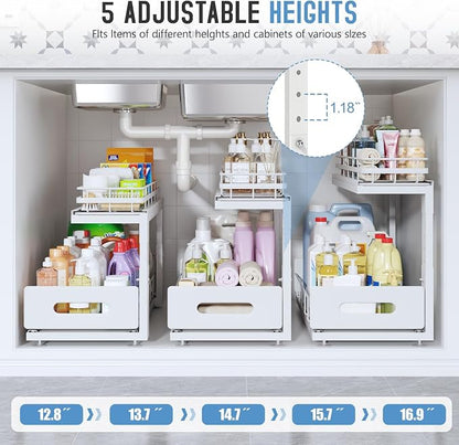 Under Sink Organizer Upgrade To Professional Rails, 2-Tier Dual Pull Out - Image 6