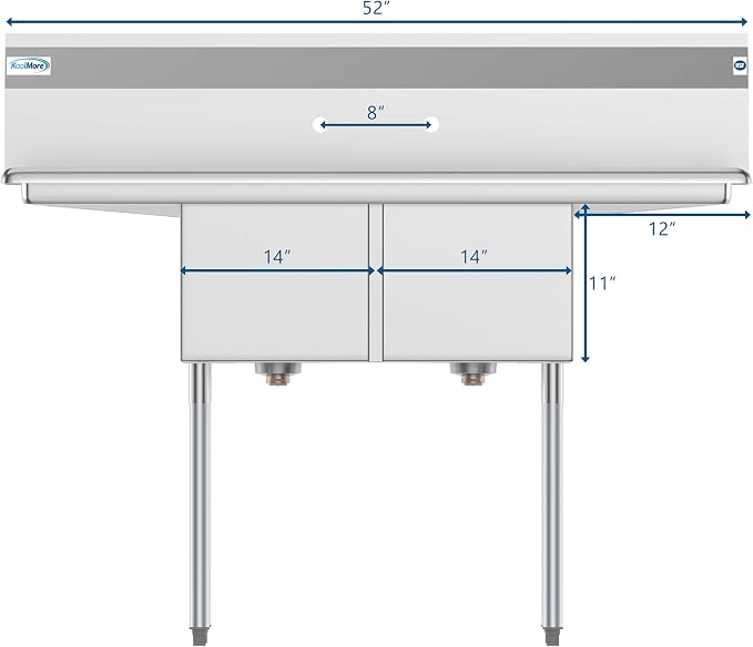 KoolMore - SB141611-12B3 2 Compartment Stainless Steel NSF Commercial Kitchen - Image 5