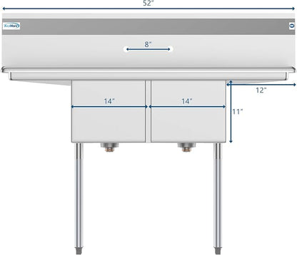 KoolMore - SB141611-12B3 2 Compartment Stainless Steel NSF Commercial Kitchen - Image 5