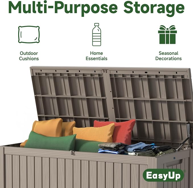 EasyUp 200 Gallon Outdoor Storage Box Waterproof, Lockable Resin Deck Box UV - Image 6