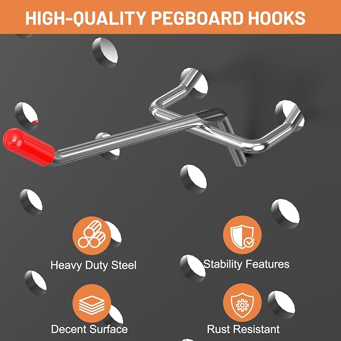 Ultrawall 120-Piece Pegboard Hooks Set, Peg Board Organizer Accessories - Image 5