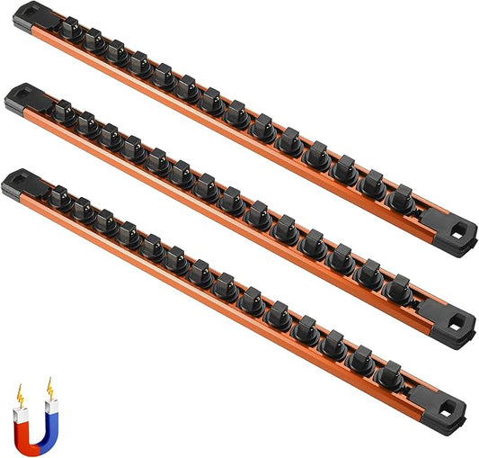ALOANES 3-Piece Magnetic Socket Organizer, Heavy Duty Aluminum Socket Rails by Aloanes