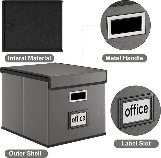 File Organizer Box with Lids, Collapsible File Folder Organizer | File Box with - Image 4