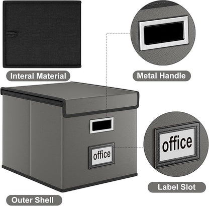 File Organizer Box with Lids, Collapsible File Folder Organizer | File Box with - Image 4