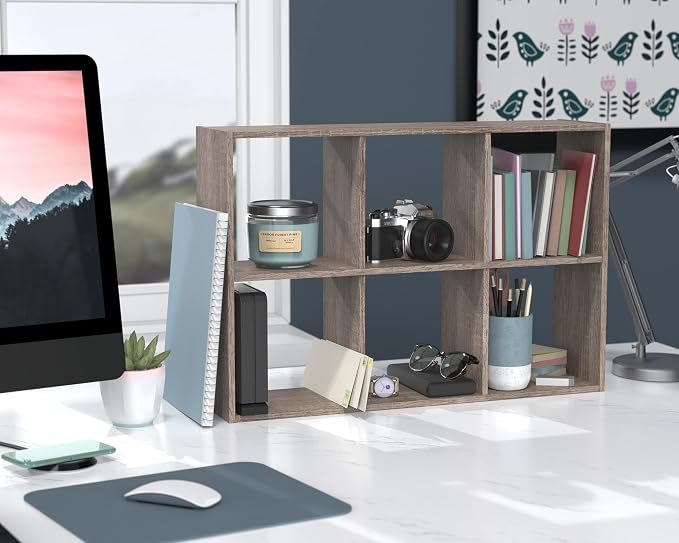 ClosetMaid Mini 6-Cube Desktop or Wall Mount Organizer, Weathered Teak - Image 6