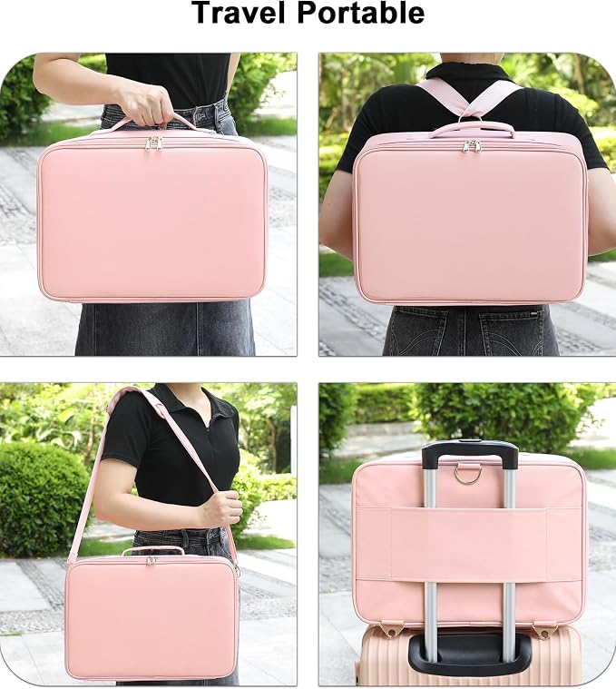 Relavel Makeup Bag with LED Mirror, 16.2 inches Large Makeup Case Travel - Image 6