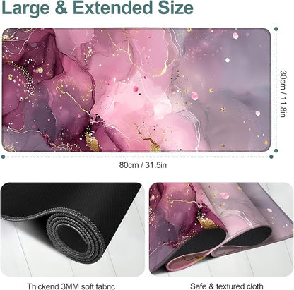 Pink Gaming Mouse Pad 31.5"x11.8"Desk Mat Anti-Slip Rubber Base & Durable - Image 2