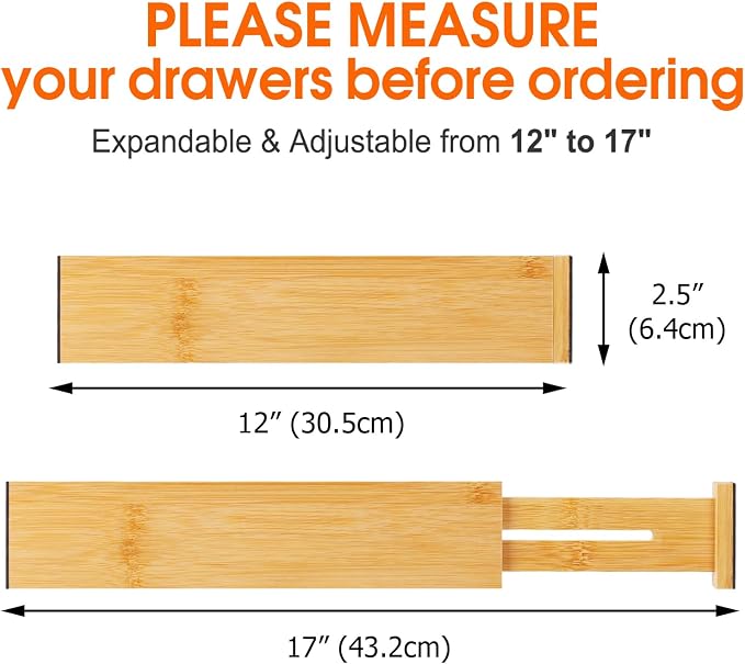 Bamboo Drawer Dividers Organizers, Kitchen Drawer Organizer, Adjustable Drawer - Image 3