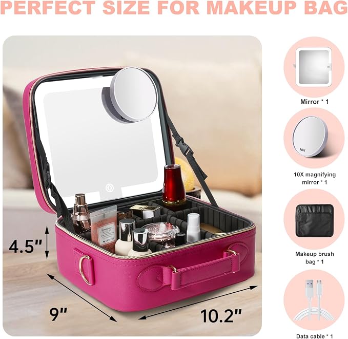 Mocado Travel Makeup Bag with LED Lighted Mirror, Travel Makeup Organizer - Image 8