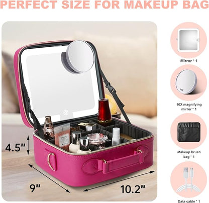 Mocado Travel Makeup Bag with LED Lighted Mirror, Travel Makeup Organizer - Image 8