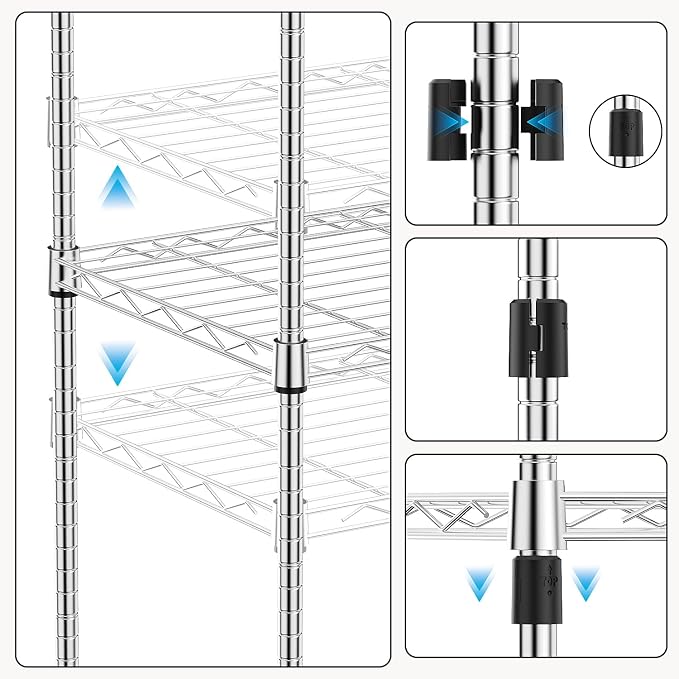 1250 lbs 5 Tier Shelf Metal Storage Shelves Wire Rack Closet Organizers - Image 4