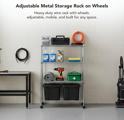Heavy Duty 4 Tier Wire Shelving Unit Storage Rack, Metal Shelves Utility - Image 3