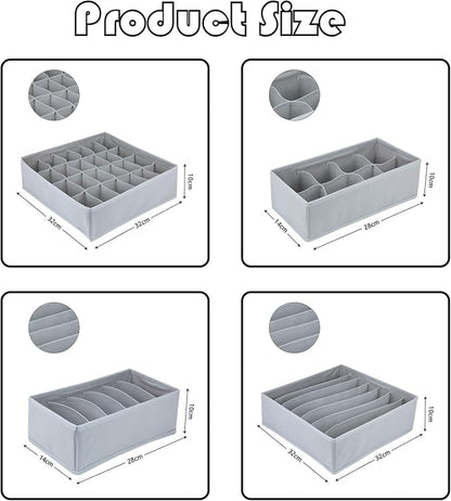 Dresser Drawer Organizer 8 Pack Clothes Underwear Sock Storage Light Gray - Image 2