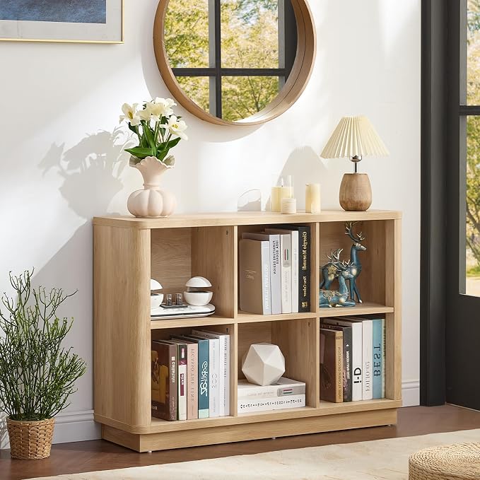 6 Cube Storage Book Shelf, Floor Standing 2-Tier Wooden Bookshelf - Image 9