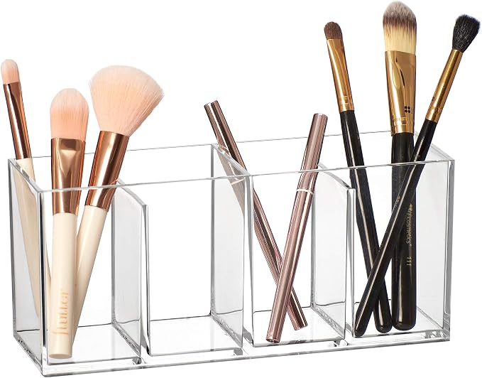 Amazing Abby - Glamour - Acrylic 4-Compartment Makeup Organizer, Transparent by AmazingAbby