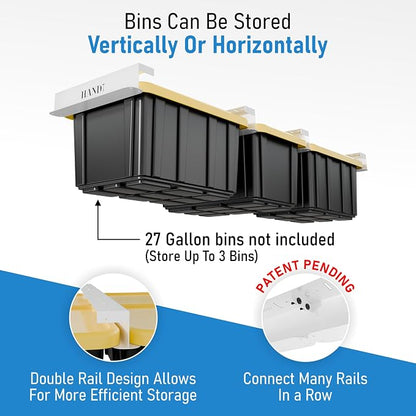 HANDT Overhead Garage Storage Rack, Connectable Heavy Duty Metal Ceiling Rails - Image 4