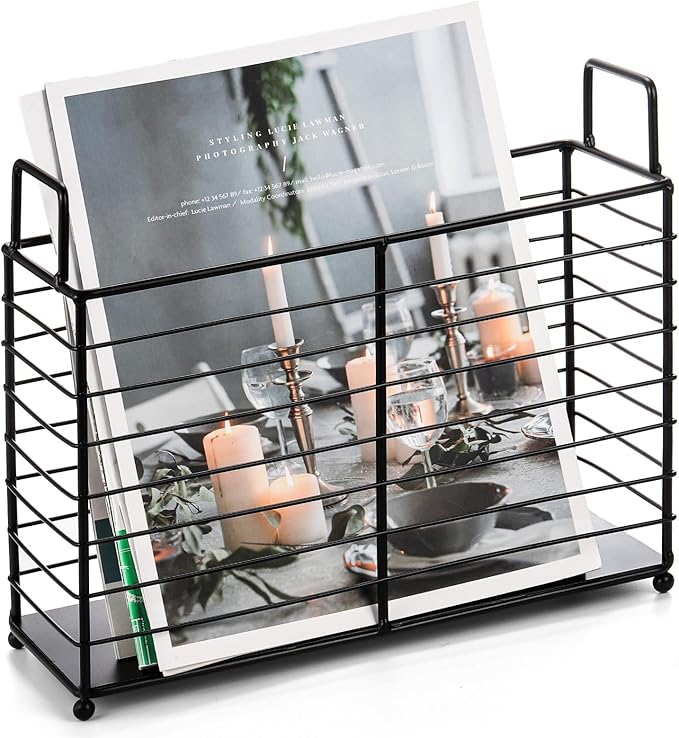 Noamus Metal Magazine Rack, Newspaper Book Tablet Storage Basket, File Holder by Noamus