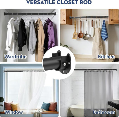 Heavy Duty Closet Rod, Adjustable 17-50 in, 1.3" Diameter | Black, Suitable - Image 7