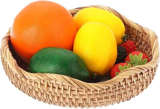 Hipiwe Round Key Basket Bowl for Entryway 7.3" Natural Rattan Fruit Bowl Woven - Image 9