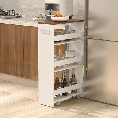LOKO 4-Tier Rolling Storage Cart, 8 Inches Slim Kitchen Cart on Wheels - Image 2