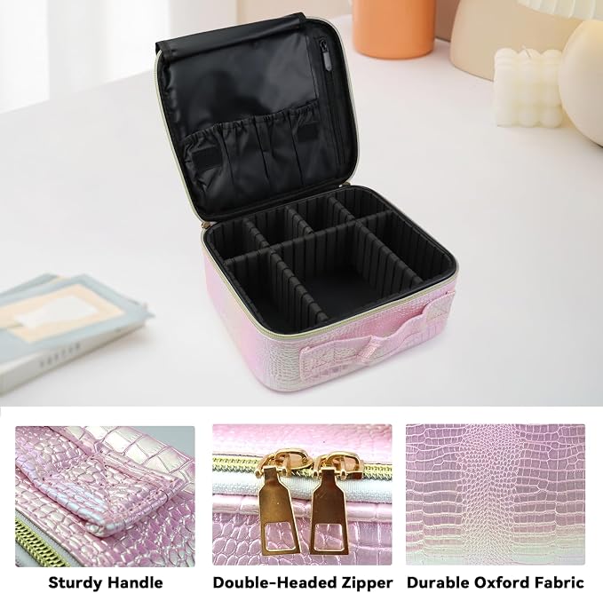 Travel Makeup Bag Makeup Cosmetic Train Case Organizer Portable Storage Bag - Image 4