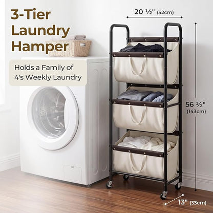 GRANNY SAYS 3 Section Tiered Laundry Sorter, Slim Vertical Laundry Hamper - Image 2
