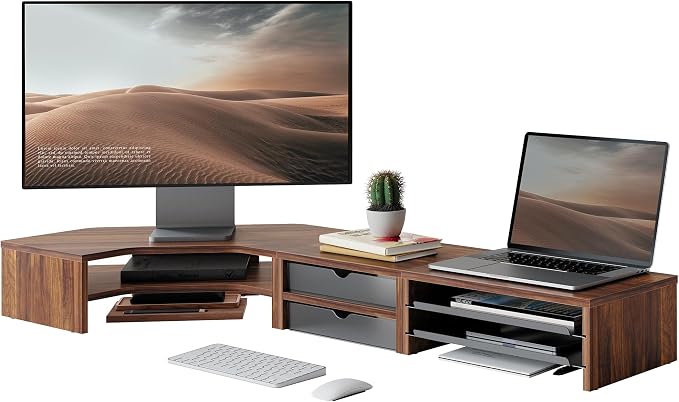 Fenge Dual Monitor Stand, 2-Tier Corner Monitor Riser by Fenge