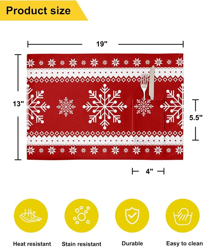 Christmas Winter Snowflake Placemats Set of 6 - Image 6