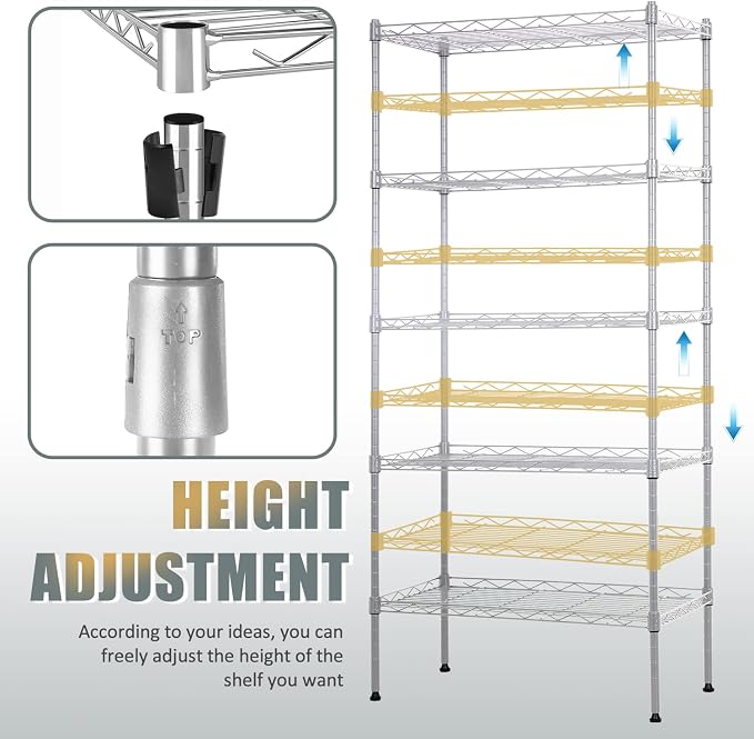 NChanmar 5-Tier Wire Shelving Unit Storage Shelves Metal Shelves 48"x21"x12" - Image 4