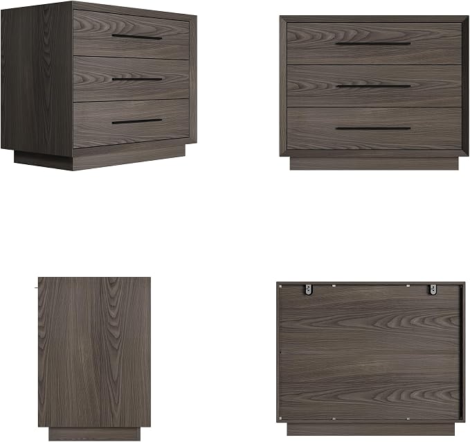 Bedside Table with 3 Drawers, Modern Side Table, Small Nightstand, Wooden Bed - Image 8