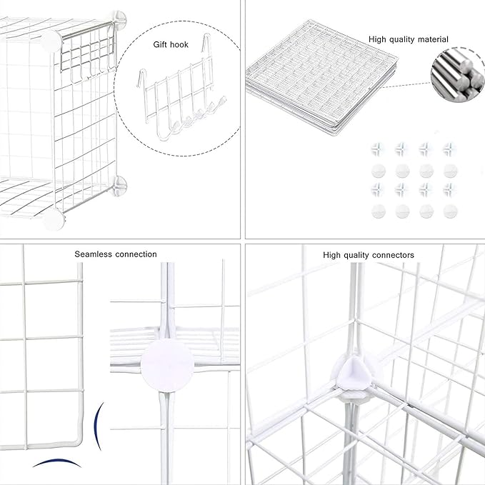 C&AHOME Wire Cube Storage, 12-Cube Storage Organizer Metal, C Grids Storage - Image 6