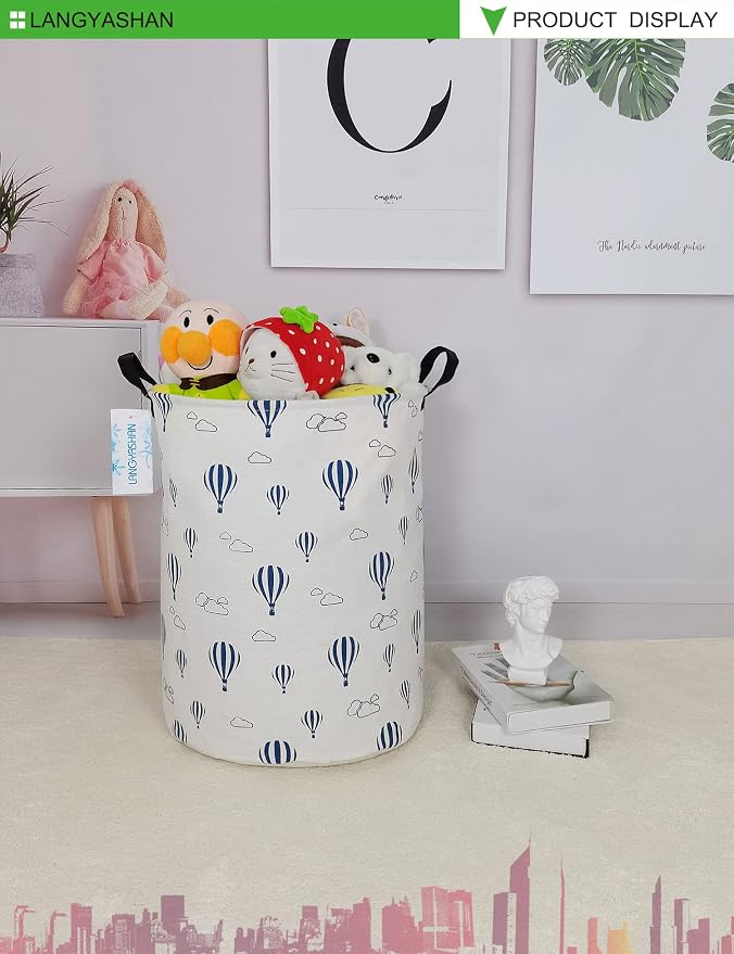 LANGYASHAN Laundry Basket Canvas Fabric Collapsible Organizer Basket - Image 3