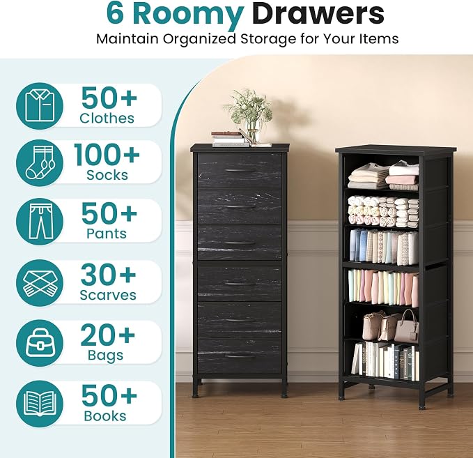 OLIXIS 6 Drawer Dresser, Fabric Storage Organizer - Image 4
