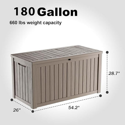 180 Gallon Large Deck Box, Resin Outdoor Storage Box - Image 4
