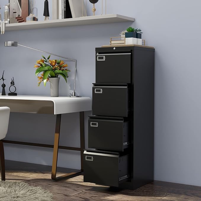 4 Drawer File Cabinet, Vertical Filing Cabinets - Image 2