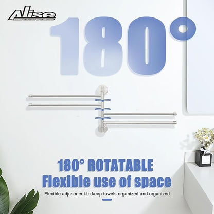 Alise 4 Arm Swivel Towel Rack, Swivel Towel Bar Brushed Nickel, 13.86 Inch | - Image 5
