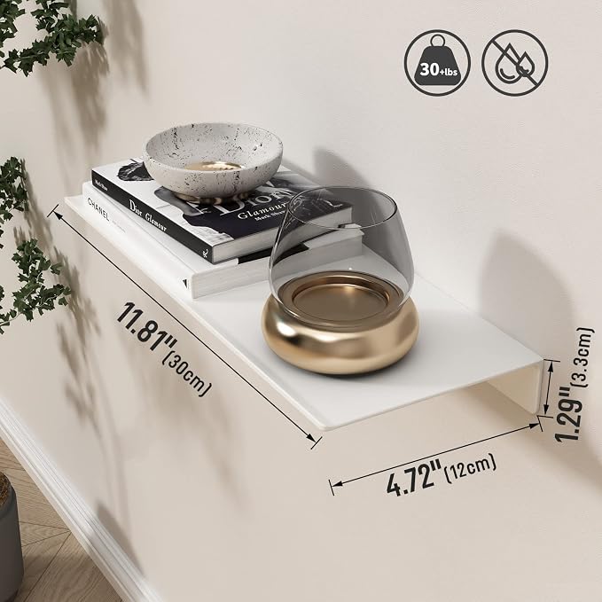 Danpoo 12 inch White Metal Floating Shelves - Image 3