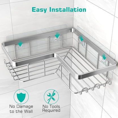 YASONIC Corner Adhesive Shower Caddy, - Image 5
