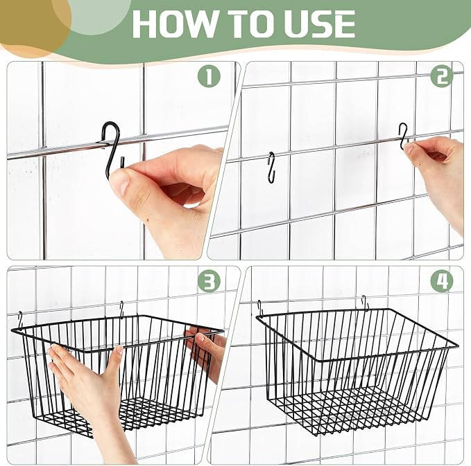 4pcs Hanging Wire Basket Set - Image 3