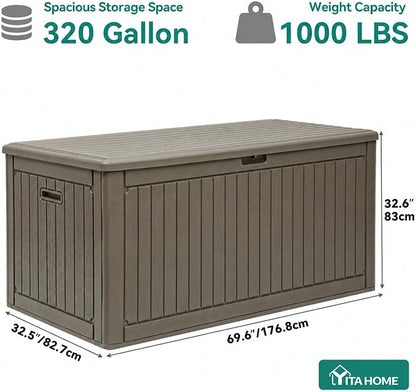 YITAHOME 320 Gallon Extra Large Deck Box, Double-Wall Resin Outdoor Storage Box - Image 7