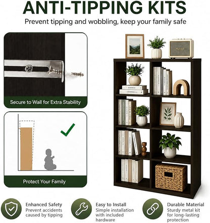 CTESNE【Wooden Thick Frame 8 Cube Storage Organizer Shelf - Image 5