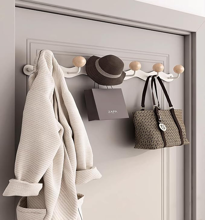 Coat Rack Wall Mounted, Anti-Tear Wooden Ball Hook Rail, Heavy Duty Metal Coat - Image 4