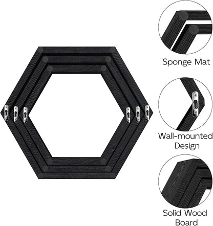 CADUKE Hexagon Floating Shelves Set of 3, Wooden Honeycomb Shelves - Image 6