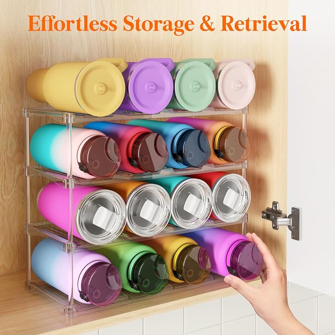 Lifewit Stackable Water Bottle Storage Organizer, Plastic Large Compartment - Image 8