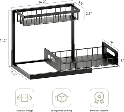 Under Kitchen Sink Organizer 2 Tier, Pull Out Bathroom Sink Organizers and - Image 3