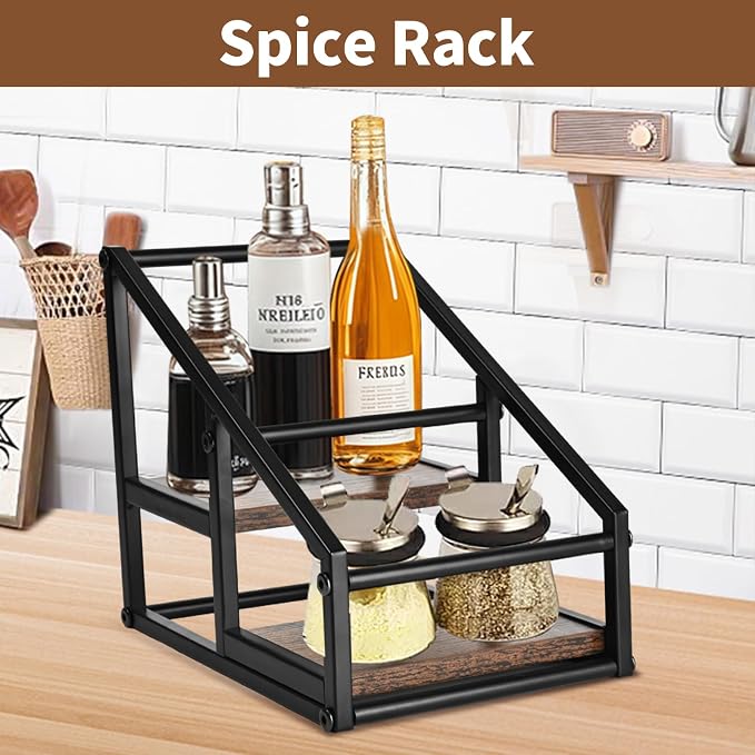 Coffee Syrup Rack Organizer, Liquor Bottle Display Shelf, 2-Tier 4 Bottle Stand - Image 7