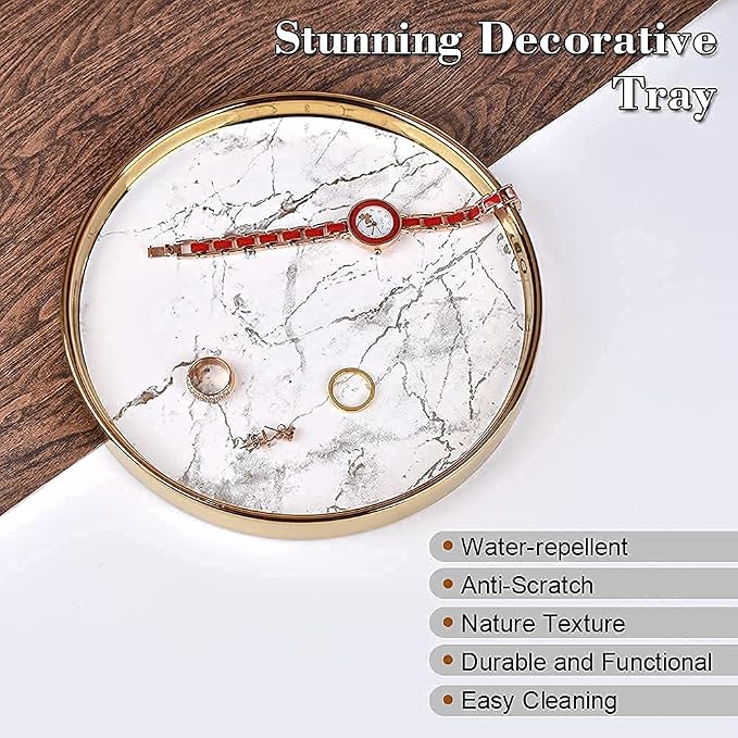 Round Marble Decorative Tray, Coffee Table, Perfumes and Home Decor, Luxury - Image 6